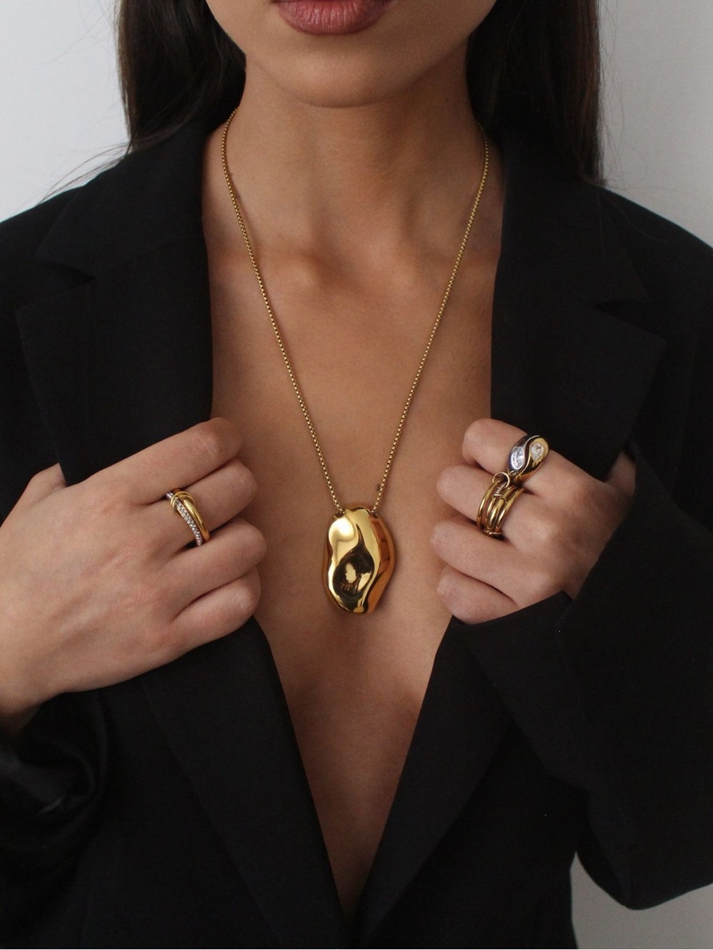 Gold Organic Pendant Necklace